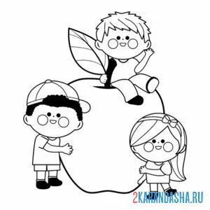 Раскраска яблоко витамины для детей