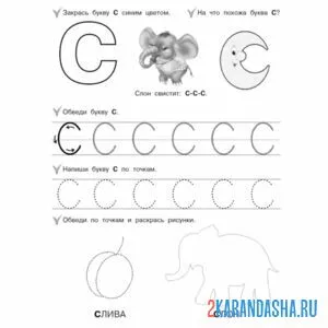 Раскраска пропись буква с обведи