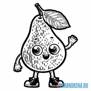 Раскраска груша с глазками