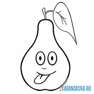 Раскраска груша показывает язык