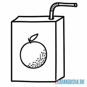 Раскраска коробочка апельсинового сока