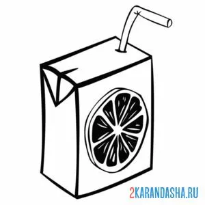 Раскраска апельсиновый сок в коробке