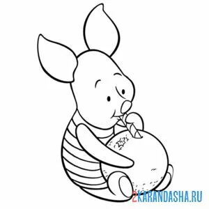 Раскраска пятачок с апельсином