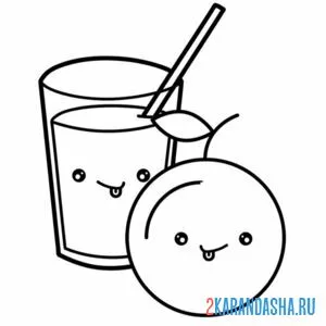Раскраска апельсиновый сок и апельсин
