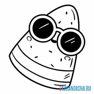 Раскраска летний арбуз в очках