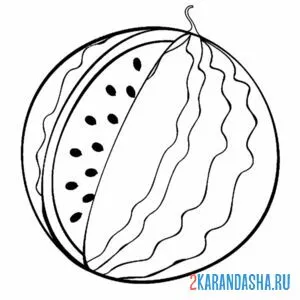 Раскраска арбуз без куска