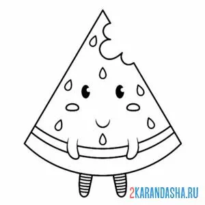 Раскраска милый кусок арбуз