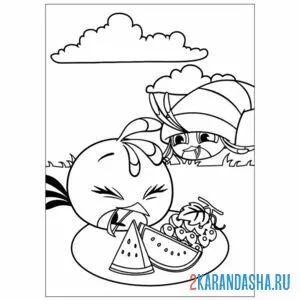 Раскраска пикник с арбузами