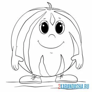 Раскраска целый арбуз с глазками