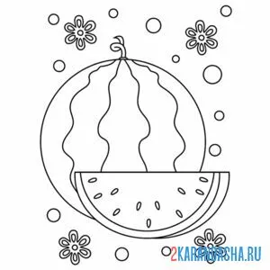 Раскраска целый арбуз и кусочек