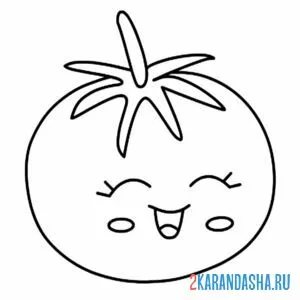 Раскраска помидор улыбается