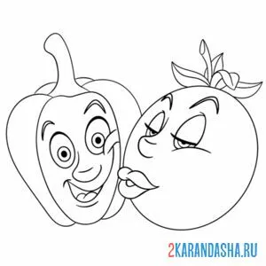 Раскраска помидор и болгарский перец
