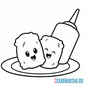 Раскраска вкусняшка с кетчупом