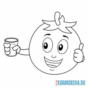 Раскраска помидор со стаканом
