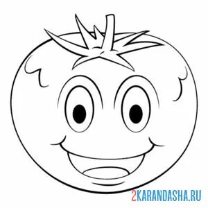 Раскраска улыбающийся помидор с глазками