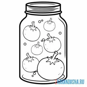 Раскраска соленые помидоры в банке