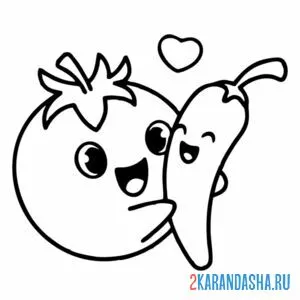 Раскраска помидор и острый перец