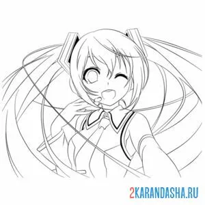 Раскраска привет от мику