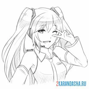 Раскраска хай мику