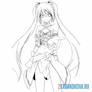 Раскраска мику девушка