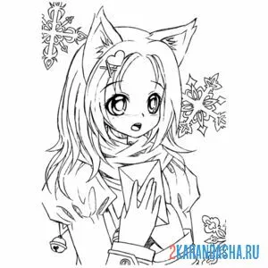 Раскраска аниме неко