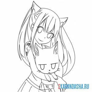 Раскраска неко аниме
