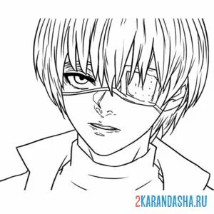 Раскраска кен канеки аниме мальчик