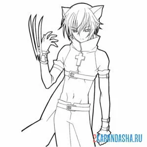 Раскраска аниме мальчик герой