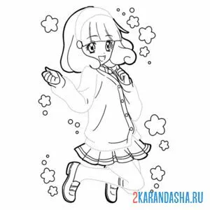 Раскраска аниме девушка по линии