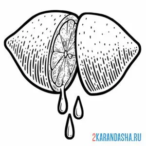 Раскраска разрезанный лимон