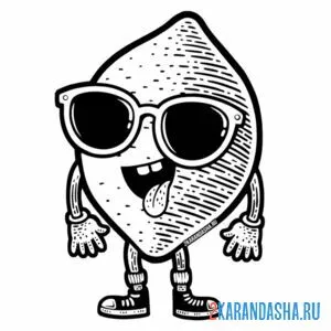 Раскраска лимон в очках