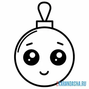 Раскраска новогодний шар с глазками