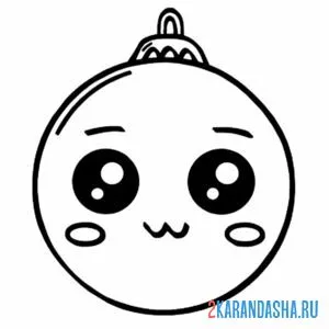 Раскраска новогодний шар с глазками улыбается