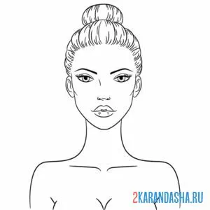 Раскраска лицо девушки пучок на голове