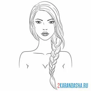 Раскраска лицо девушки косичка