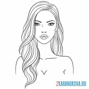 Раскраска лицо девушки распущенные волосы