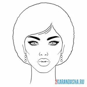 Раскраска девушка с пышными волосами