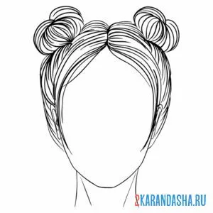 Раскраска девушка без лица два пучка