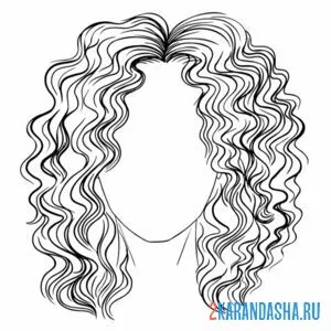 Раскраска девушка без лица с волнистыми волосами