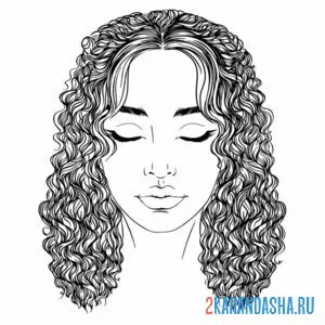 Раскраска лицо девушки глаза закрытые