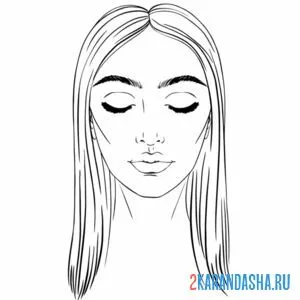 Раскраска лицо девушки с длинными волосами