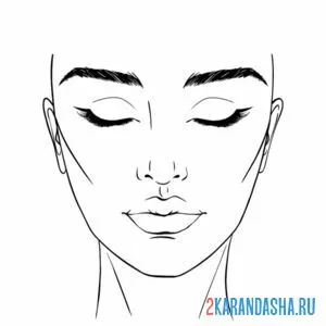 Раскраска лицо девушки для макияжа и прически