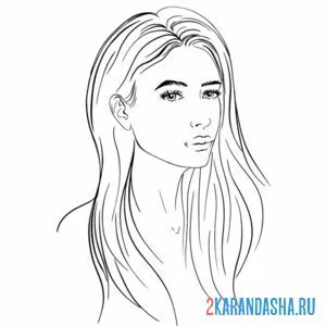 Раскраска девушка с густыми волосами