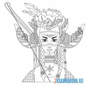 Раскраска девушка-самурай