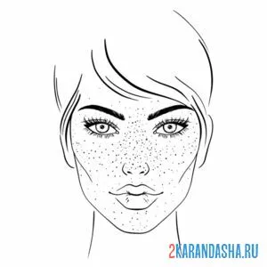 Раскраска лицо девушки с веснушками