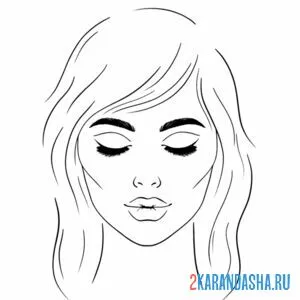 Раскраска лицо девушки глаза закрыты