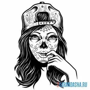 Раскраска лицо девушки на хэллоуин