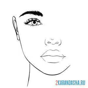 Раскраска половина лица девушки для макияжа