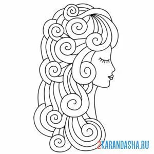 Раскраска необычная голова девушки