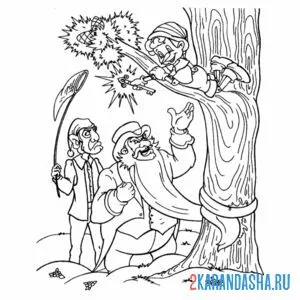 Раскраска буратино дразнит карабаса-барабаса